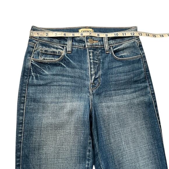 L'AGENCE SZ 25 NWOT Soft Cotton Blend Blue Classic Straight Leg Frayed Bottom - Picture 4 of 8